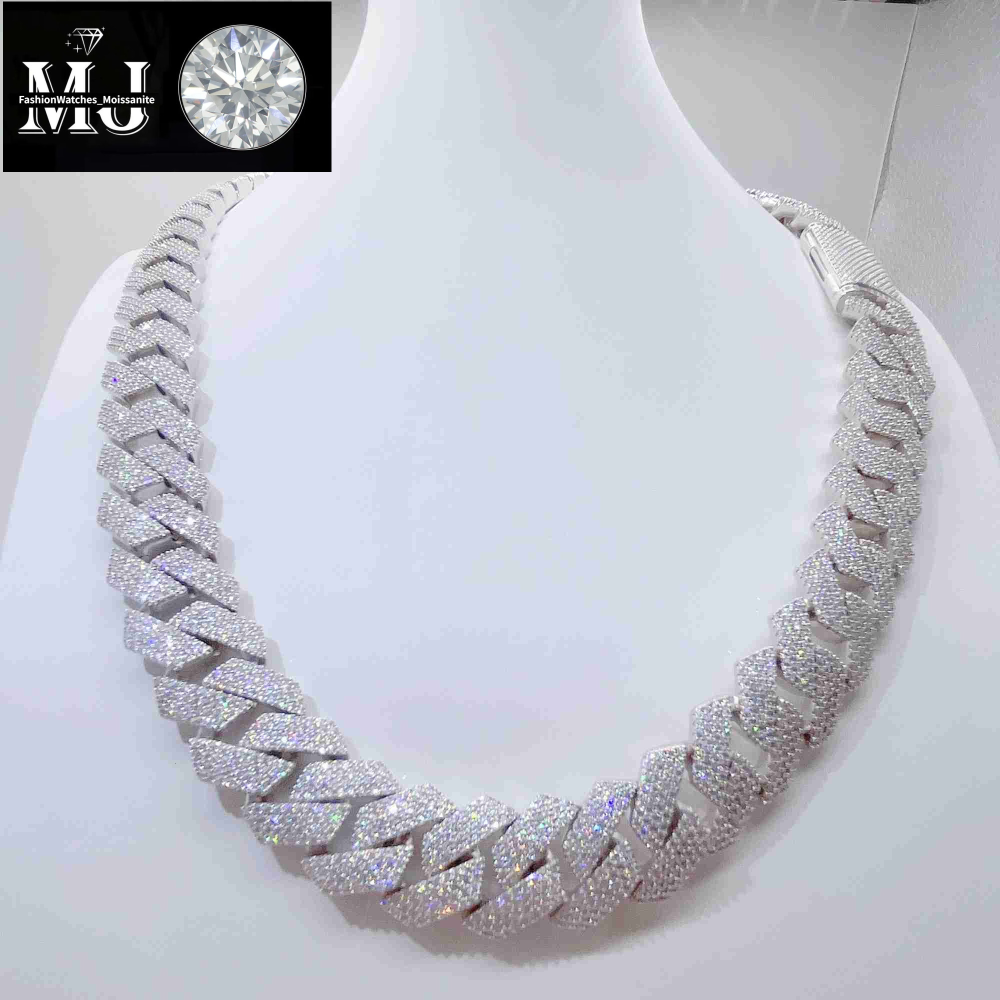 moissanite necklace designer jewelry cuban k chain Iced Out Pass Dia Tester Sterg Sier Necklace Vvs Moissanite chains for men necklaces