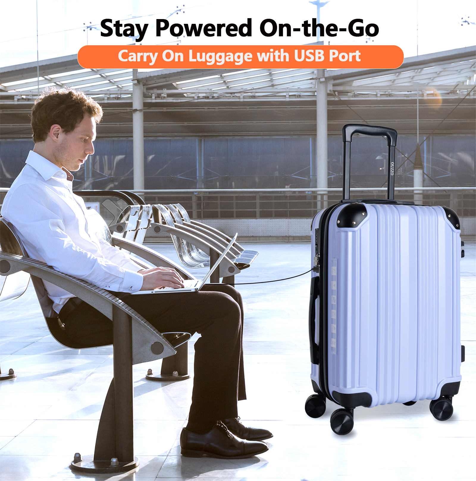 Luggage Set 2 Expandable Carry On Suitcase with TSA Lock - ABS Luggage Corner Protectors for Business Travel & Personal Trips - Lightweight Durable Sp