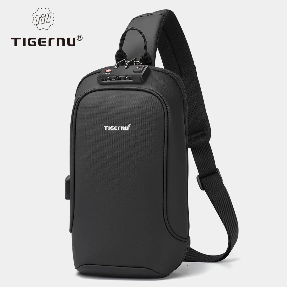 Tigernu Fashion Bags Men High Quality Crossbody Splashproof Chest Anti-theft USB Charging Casual Shoulder Bag Male high-quality