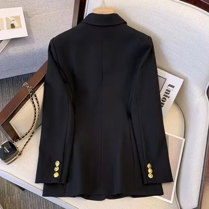 Office Lady Slim Blazer for Women Long Sleeve Coats Black Jackets Casual Outwear Fall Winter Fashion 250729