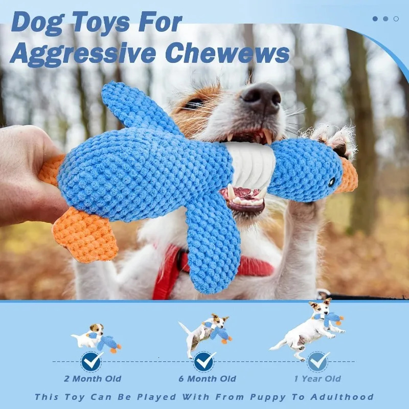 Indestructible Cat Dog Toys for Aggressive Chewers Cats Dogs Chew Squeak Toy Interactive Plush Doll Pet Products 250729