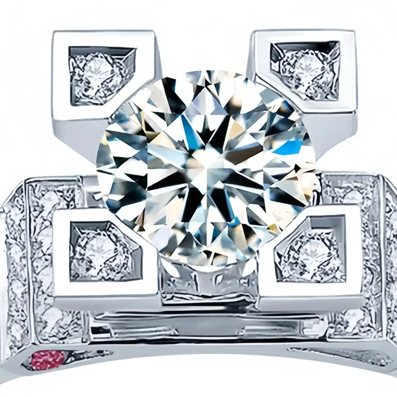 ShanLover Eiffel Tower Diamond Ring For Women s925 925 Sterling Silver Bridal Wedding Rings Gemstones Jewelry 250729