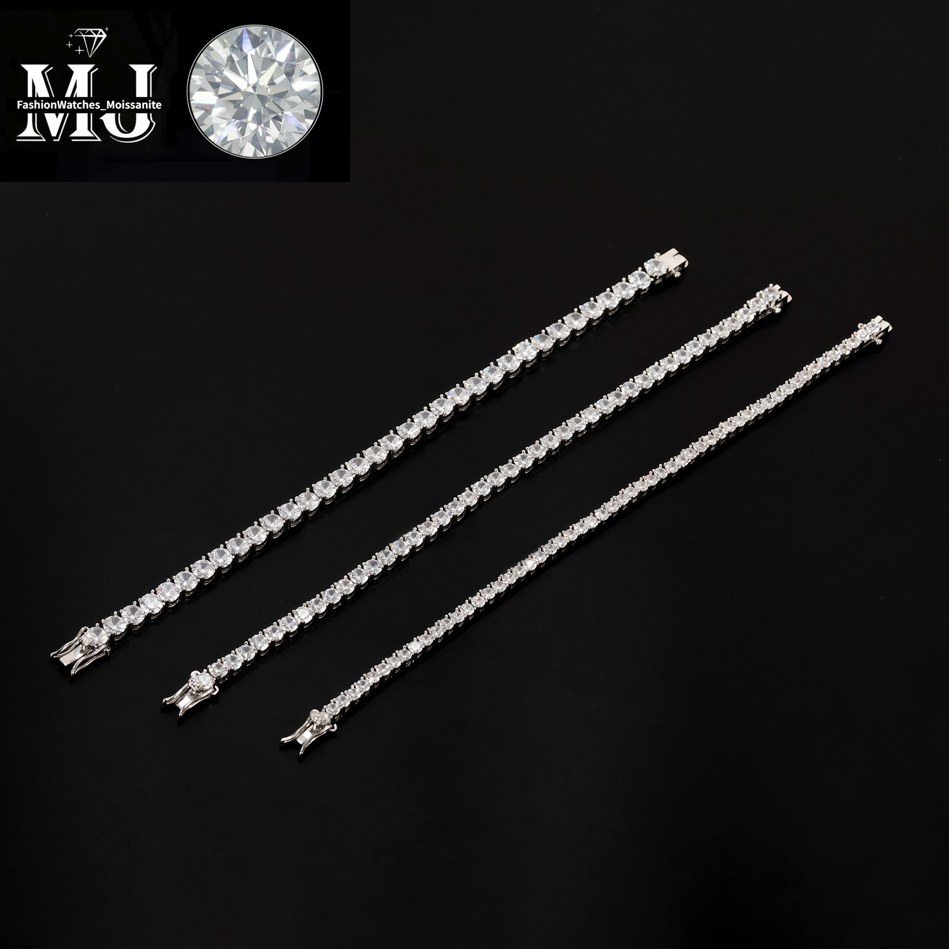 Hip-Hop Fashion Single Row Tennis Chain Bracelet Trendy Brand Men's Copper Inlaid Zircon