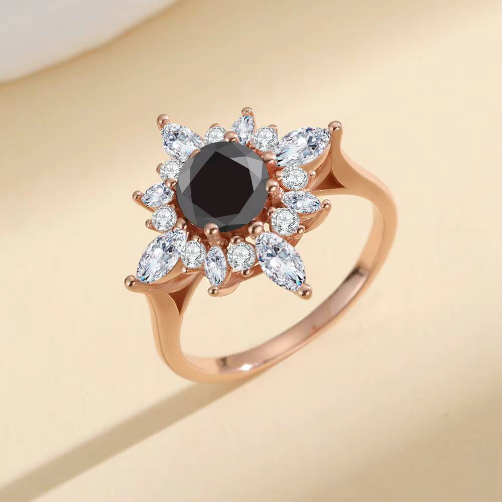 Trendy Rose Gold Real S925 Sterling Silver D Color VVS 1CT Pink Green Blue Black Diamond Moissanite Ring for Women Engagement