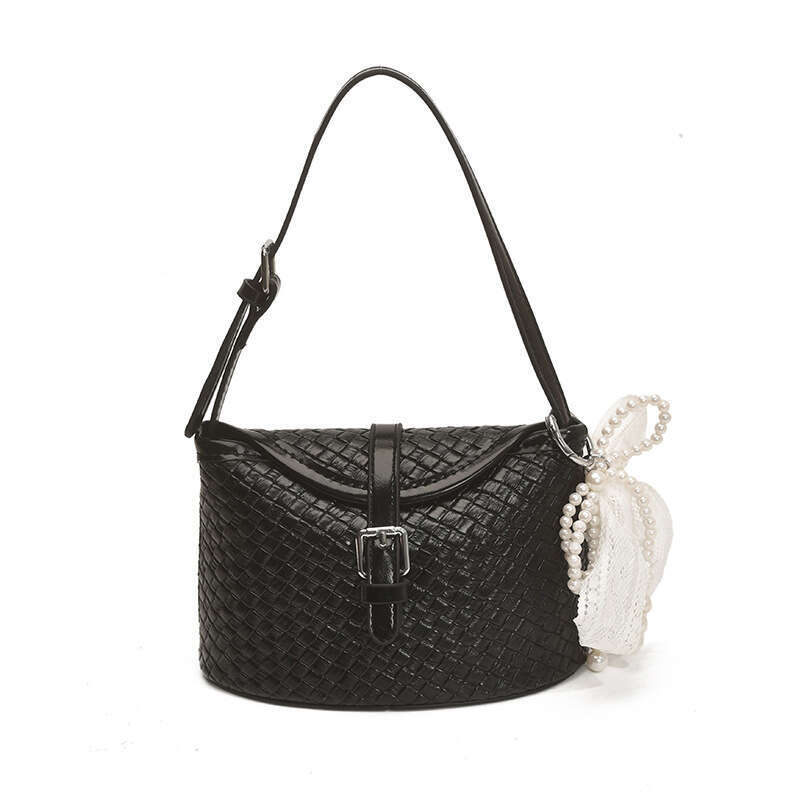 2025 Summer Solid Color Trend New Fashion Woven Designer Single Shoulder Handheld French Fries Pillow Bag