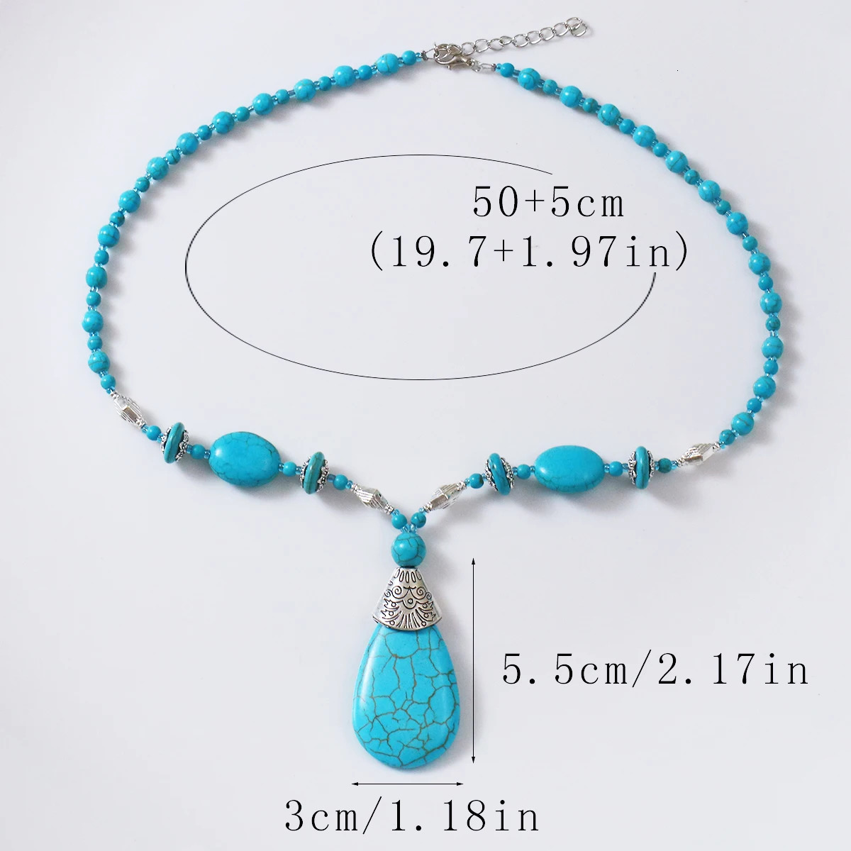 A Bohemian turquoise Water drop Pendant womens fashion collarbone chain 250729