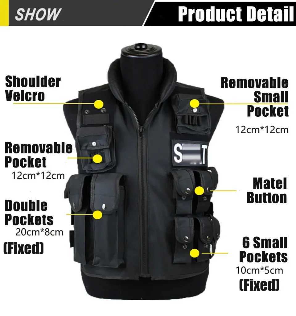 Multi Pockets Tactical Vest Hunting Outdoor Waistcaot Training CS Game Waist Coat Paintball Modular Security Guard SWAT Vests Z250728