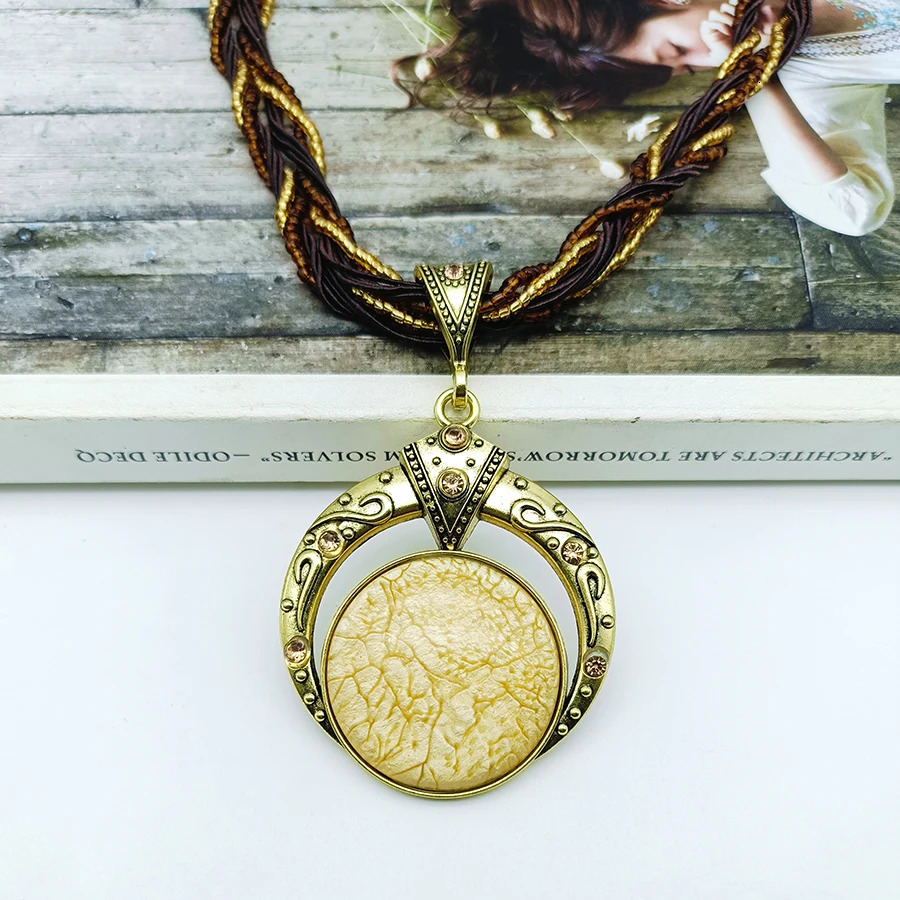 2025 Fashion Multilayer Beads Chain Crystal Gem Stone Pendant Necklaces Boho Statement Jewelry AN001 250729