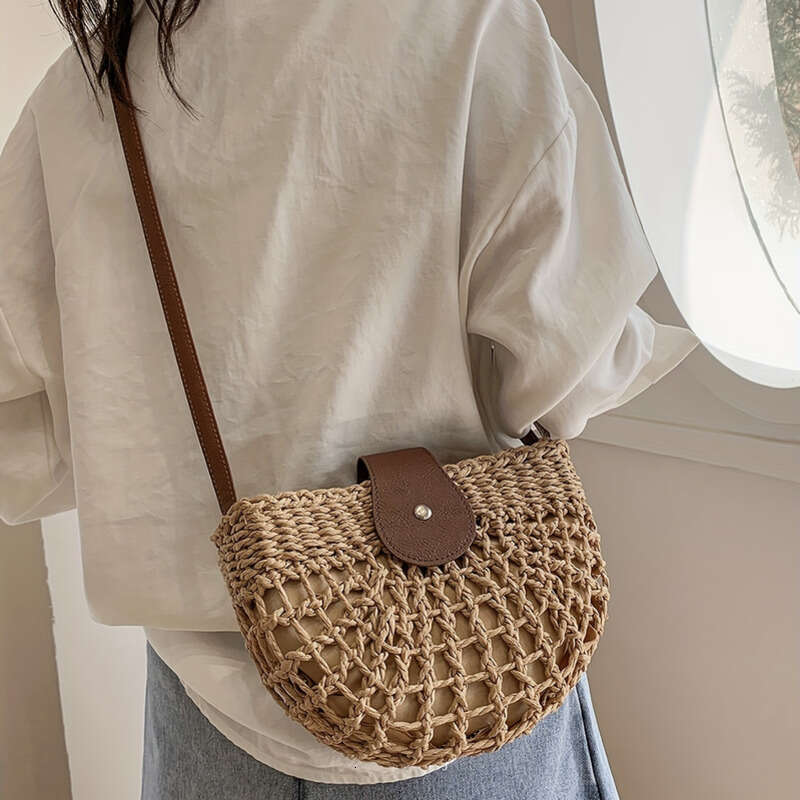 2025 Fashion woven shoulder bag designer beach Bags grass woven women's embroidered thread fashion cross bag, female niche design shoulder bag