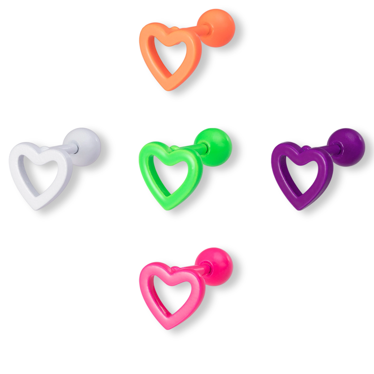 Baking paint stainless steel heart ear bone nail human piercing earring jewelry wholesale