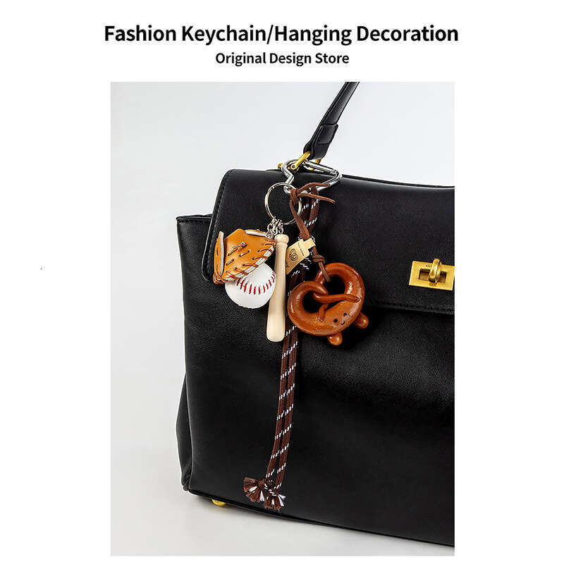 Creative Blogger Style Miu Series Baseball Keychain Bagel Woven Rope Alkaline Bread Bag Pendant