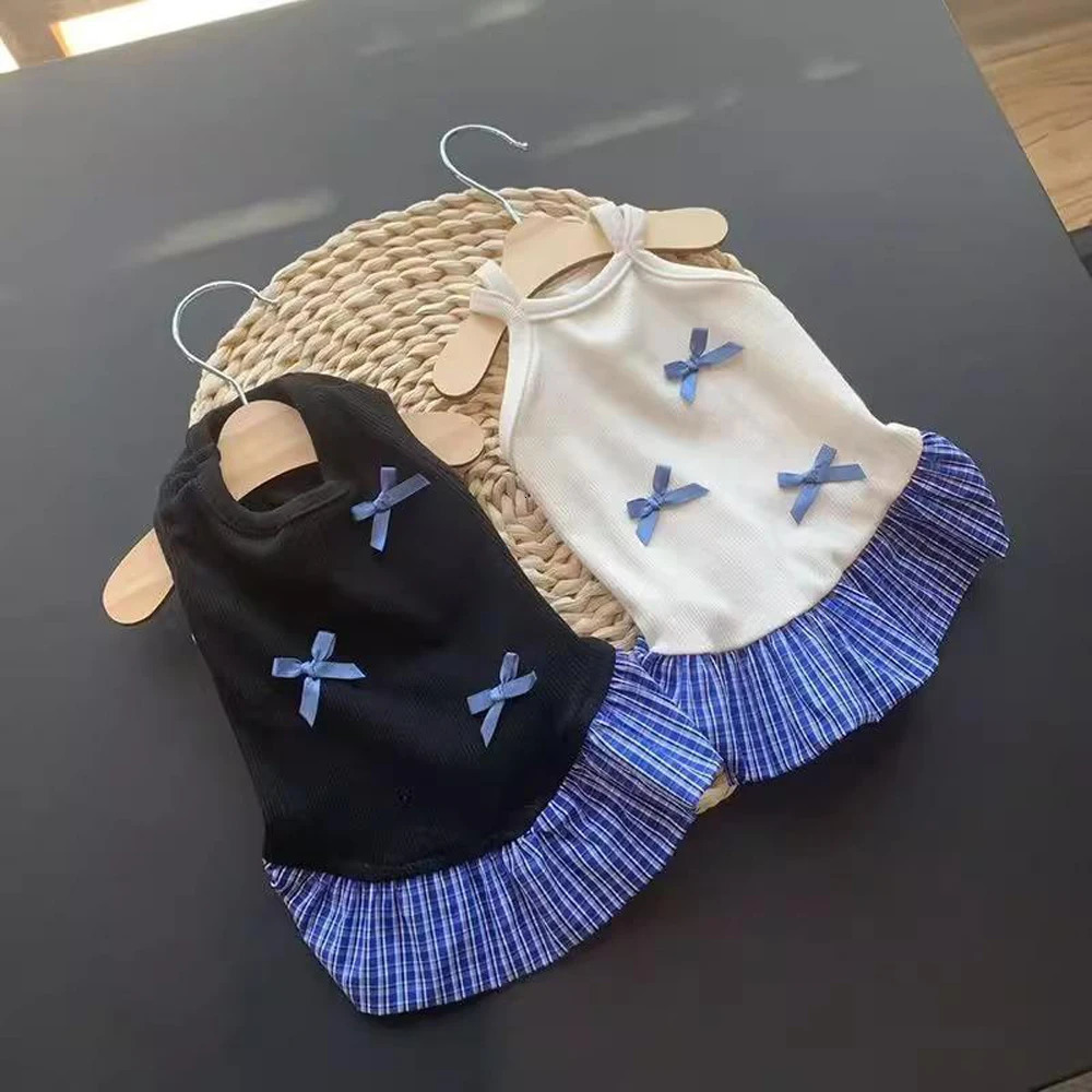 Puppy Clothes Summer Thin Bow Strappy Small Dog Princess Skirt Cute Cat Dress for Medium Dogs Chihuahua Clothing 250729