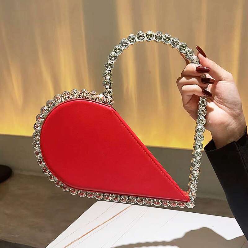 2024 New Heart Shape Rhinestone Party Day Clutches Crystal Handbags For Wedding Gift Purse Women Prom Dinner Purses Bag