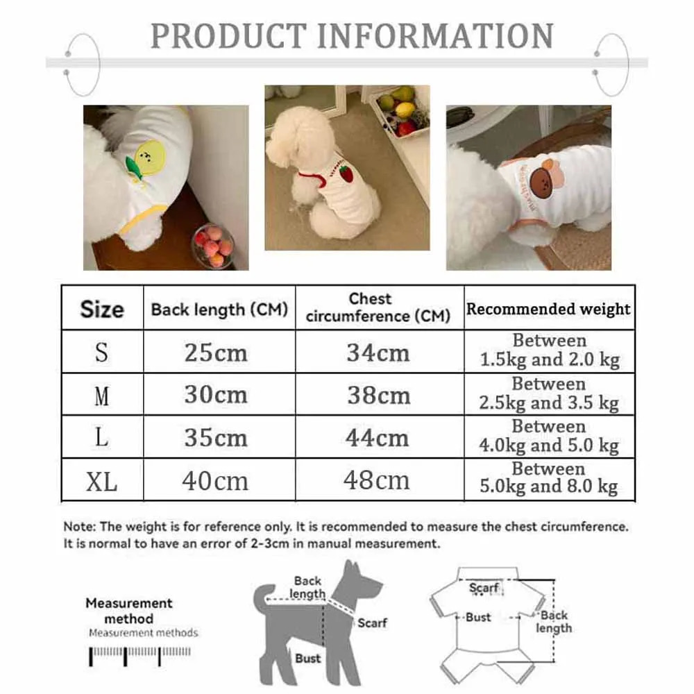 Comfortable White Dog Shirt Embroidery Teddy Pet Cat Puppy TShirt Vest Small Summer Clothes 250729