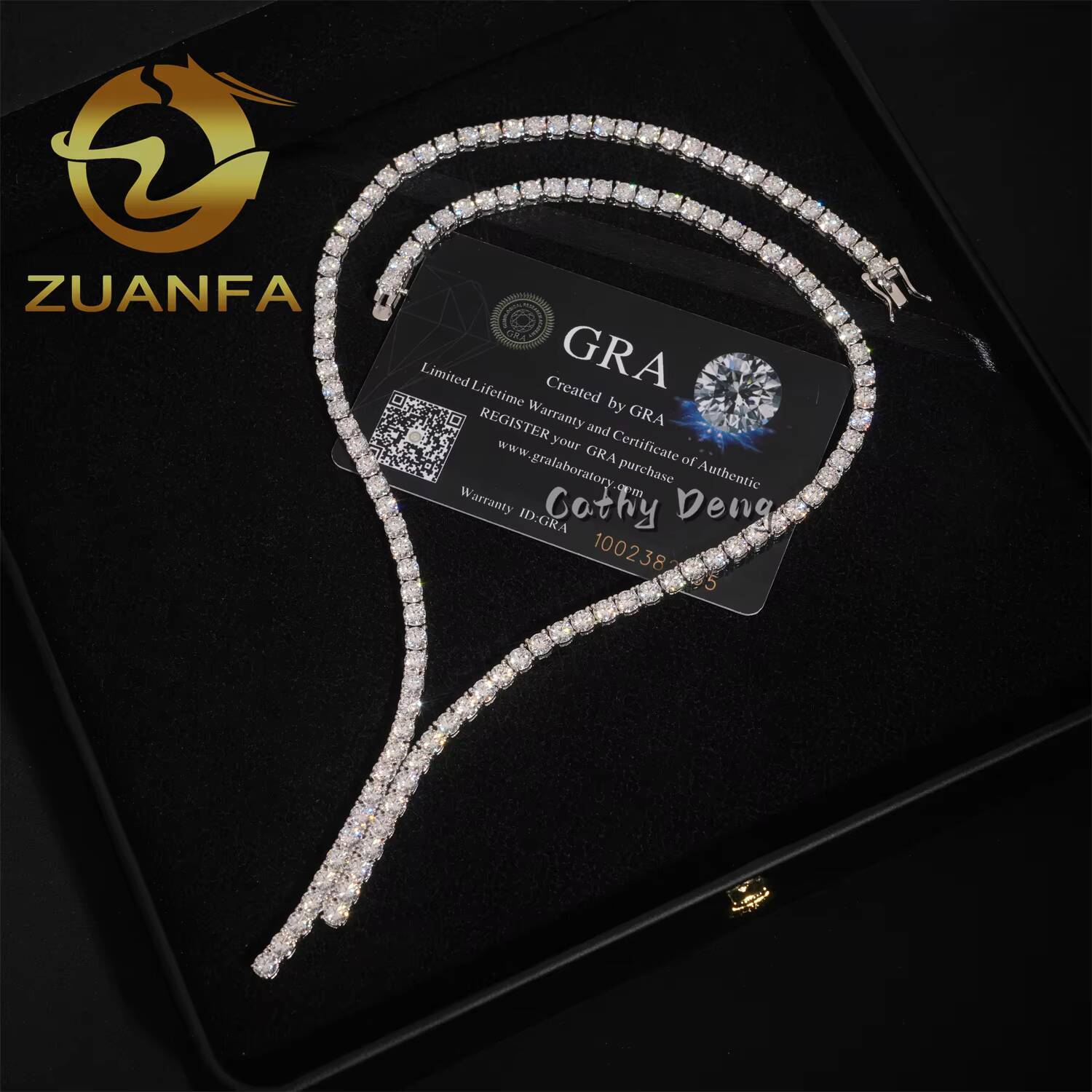 Fashion Women Necklace 4mm 925 Silver Moissanite Diamond Tennis Necklace Pass Diamond Tester Iced Out Tennis Chain