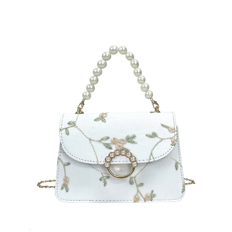Women's Spring/Summer New Chinese Shoulder Bag Small Square Bag Pearl Chain Crossbody Bag Designer Bag Women's Handbag