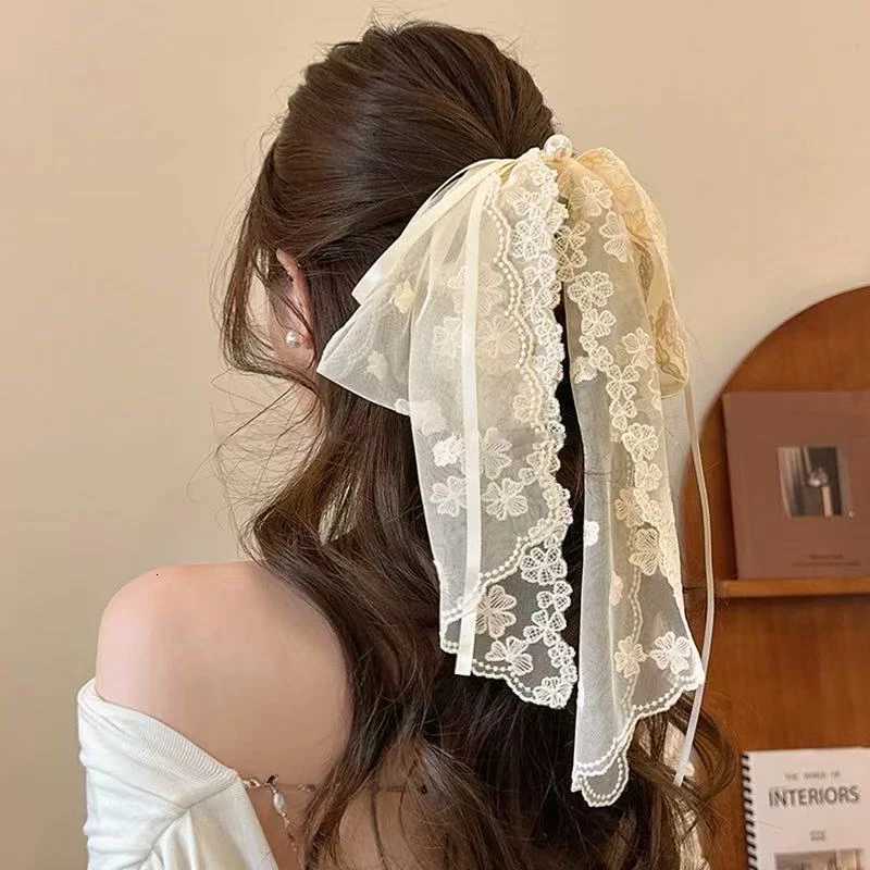 1pc Korean Ribbon Lace Bow Half-Up Hairstyle Hair Claw Gentle and Elegant Korean Style Hair Clip Versatile Ponytail Hair Clip Z250729
