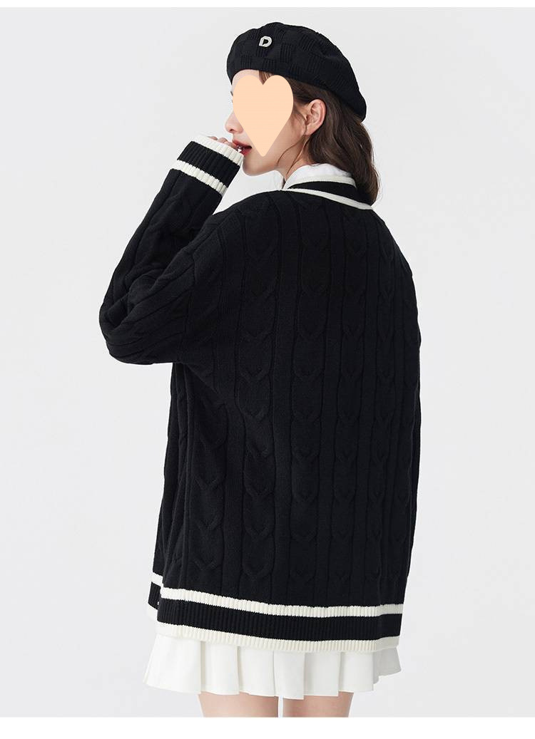 Women Cardigan Sweater for Men and Women Korean Version Designer Knitwear Hong Kong Retro High-Grade Long Sleeve Couple Sweater Coat S-3XL