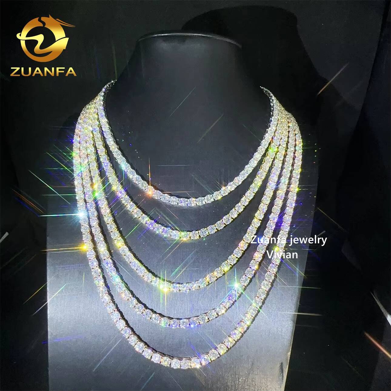 5mm Fine Jewelry 925 Sterling Silver Full Size Tennis Bracelet Necklace VVS Moissanite Diamond Tennis Chain