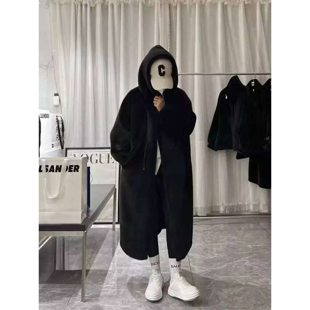2025 New Outwear Female Winter Loose Cotton-Padded Jacket Thickened Long Hooded Mink Cashmere Mao Coat