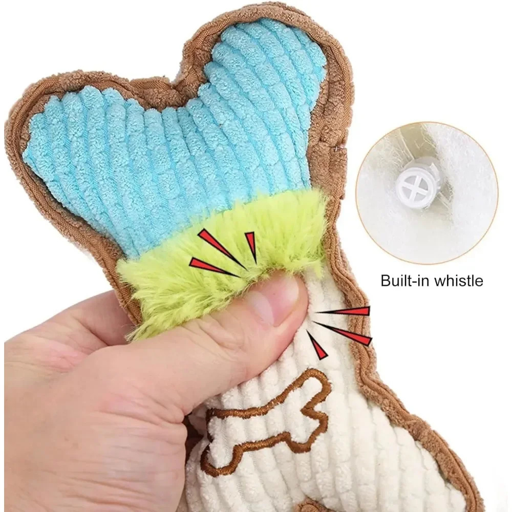 1pc Dog Squeaky Toys Bones Plush Dogs Chew Toy for Small Medium Breed Puppy Aggressive Chewer Pets Playing Teeth Cleaning 250729