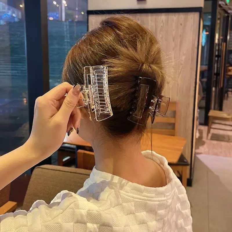 8.5cm Strong Hold Hair Claw Clips for Women Korean Large Transparent Shark Clips Girl Ponytail Hair Accessories Z250729