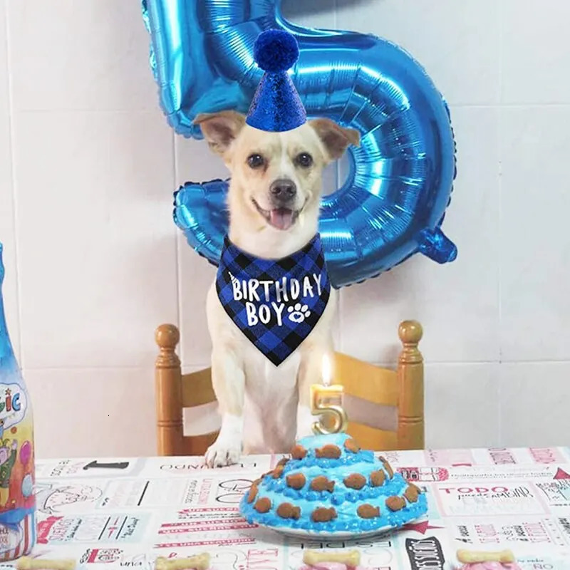 Dog Birthday Party Decoration Set Pet Triangle Scarf Cute Hat Bow Tie Collar Accessory Supplies 250729