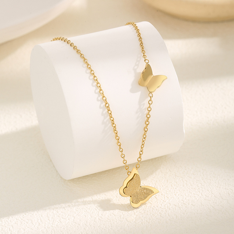 Butterfly Necklace for Women Simple Niche Design Versatile Titanium Steel Non-Fading Jewelry Jewelry for Women