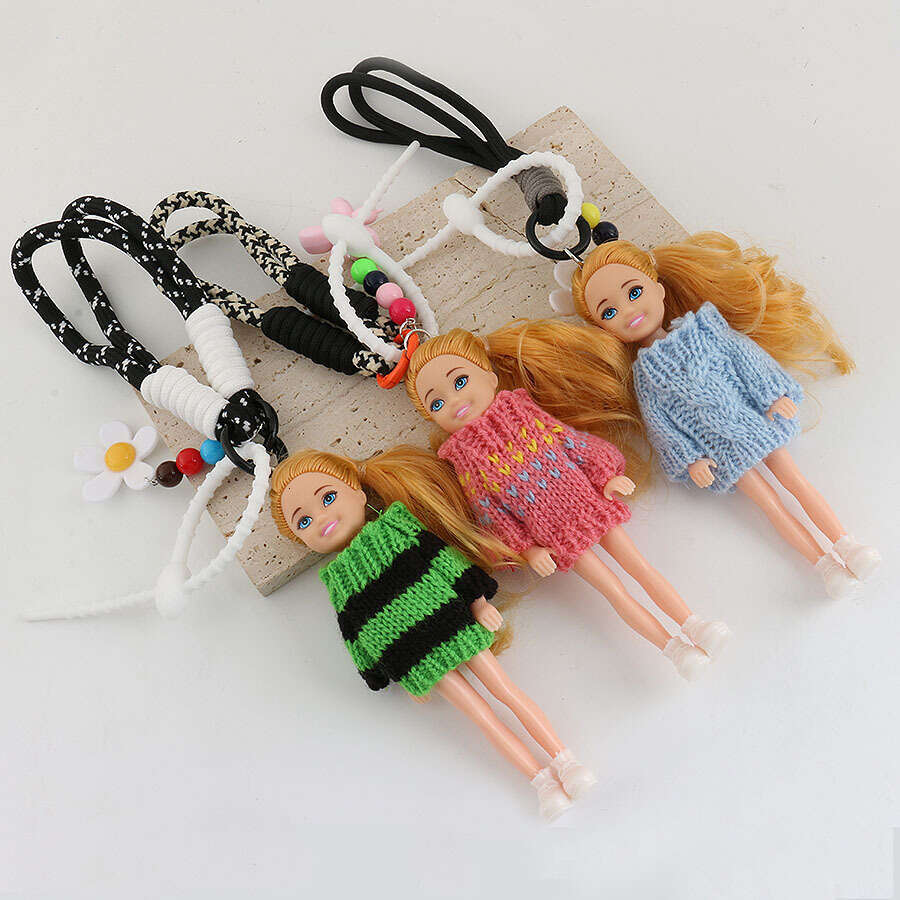 Cute Style Knitted Doll Bag Cartoon Car Keychain Backpack Pendant Couple Gift