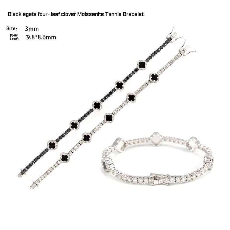 High Quality Sterling Sier Dia VVS Moissanite Tennis Fashionable Hip Hop Iced Out Clover Bracelet