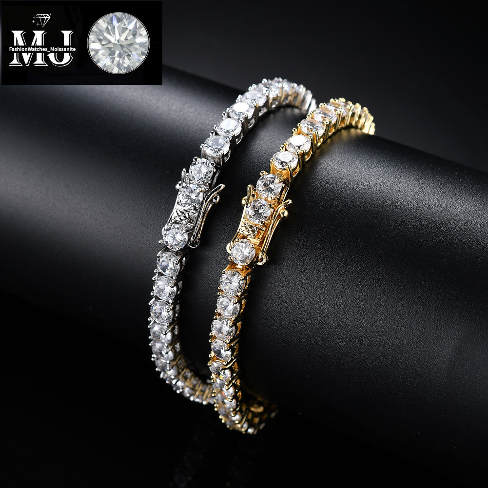 3mm 4mm 5mm Tennis Hip Hop Jewelry Copper Micro Paved Single Row Zircon Bracelet