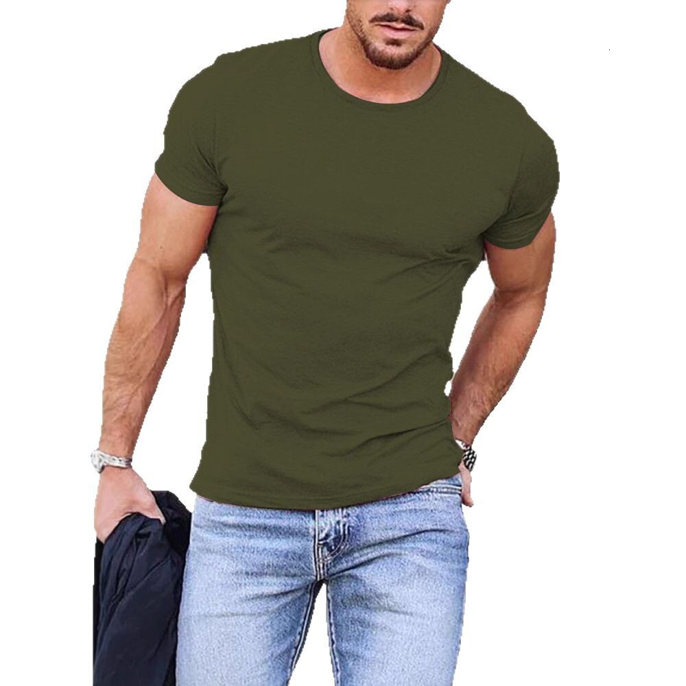 15 color round neck printed T-shirt summer pure cotton casual versatile fashion short sleeved mens top