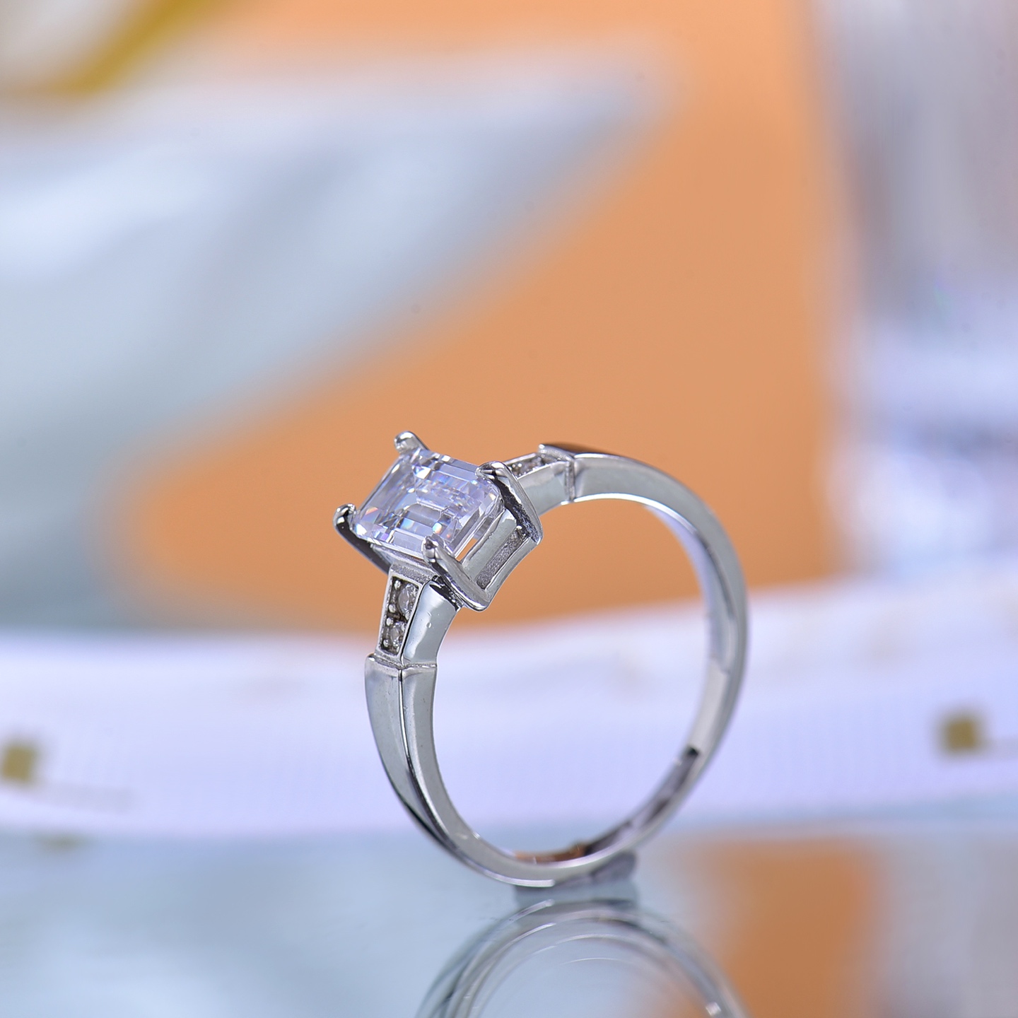 Slim-band Emerald-cut Moissanite Ring - Shiny Charming Gem, Perfect Gift for Her - Timeless Elegance Luxury Jewelry Women Engagement Band Ring Gift