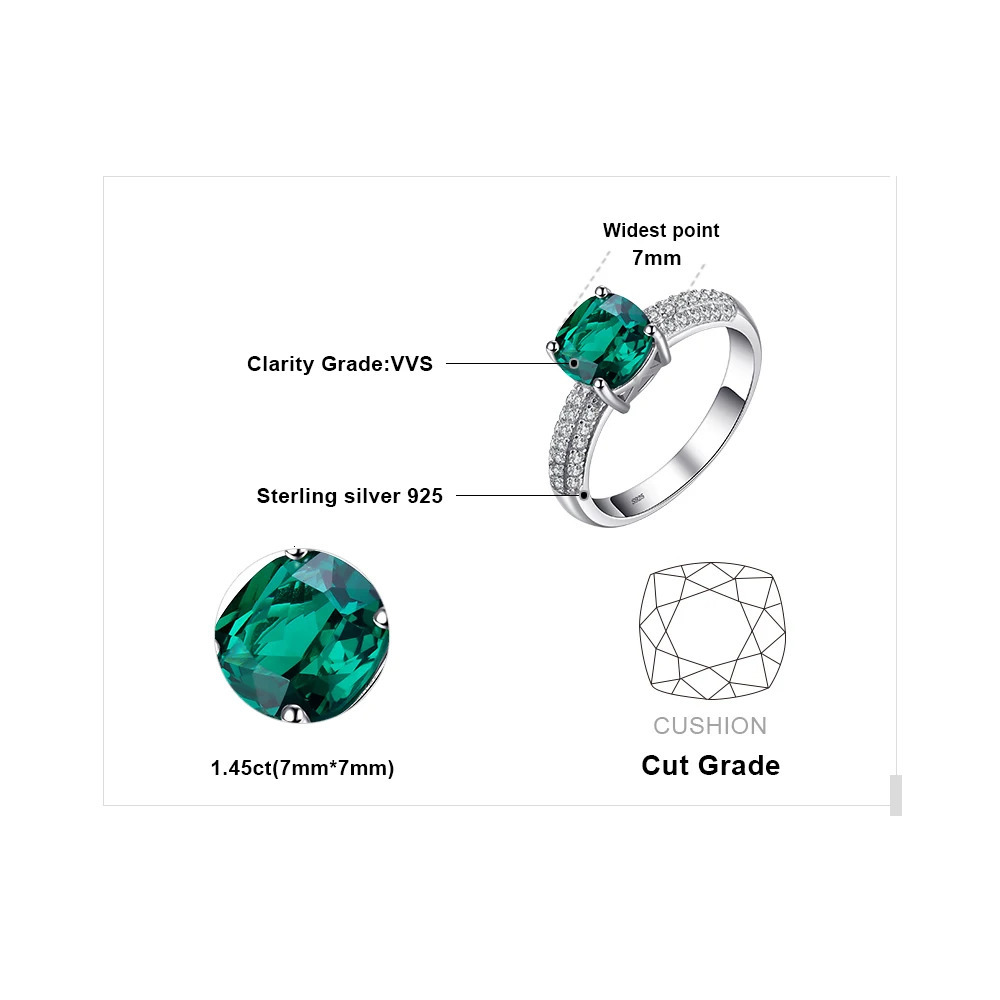 Jewelry Green Simulated Nano Emerald Created Ruby Ring 925 Sterling Silver Gemstone Solitaire Engagement Rings for Women250724