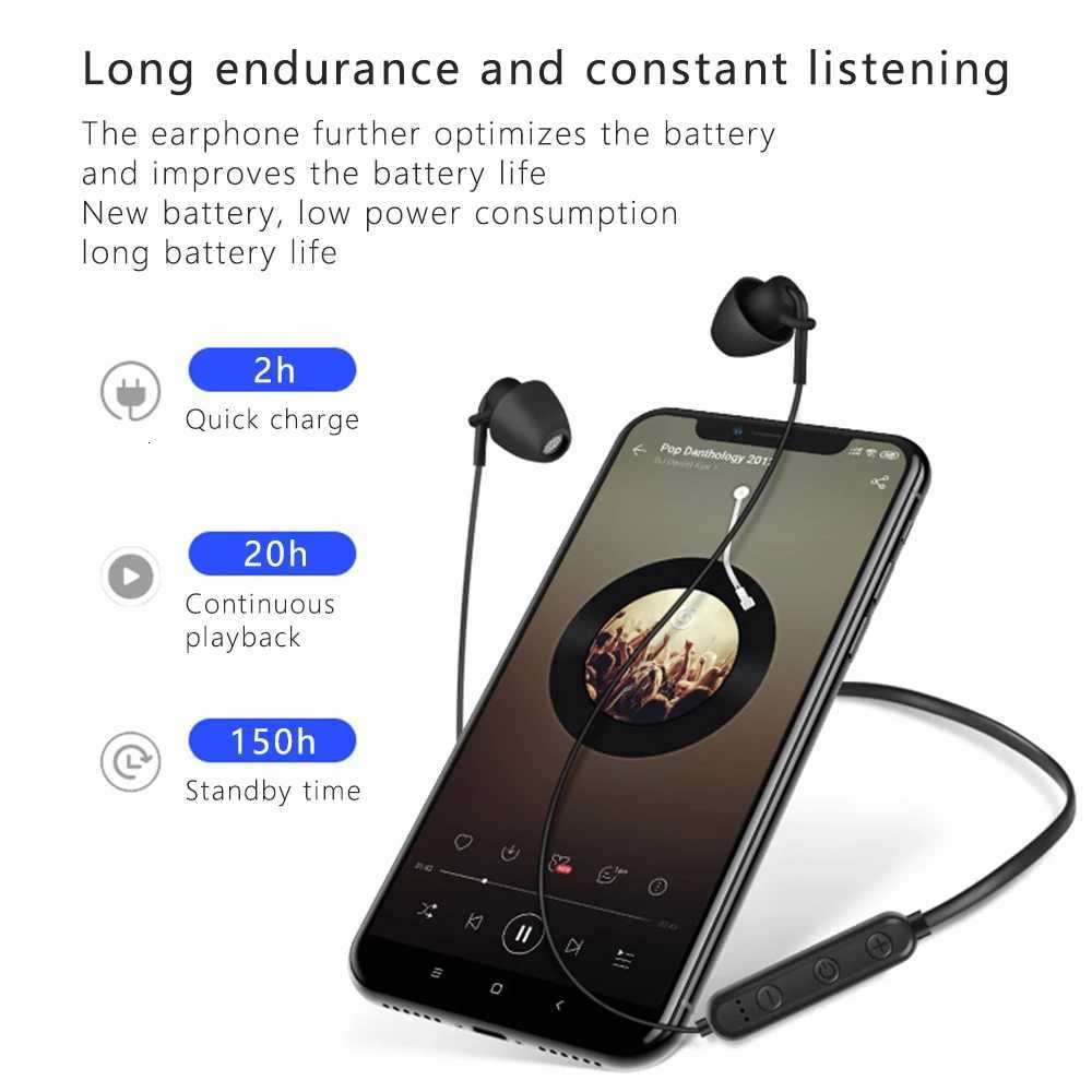 Wireless V5.0 Sleeping Earphone Soft Silicone Stereo Sports Earbuds Hanging Neck Headset Noise Cancelling Halter Movement R250728