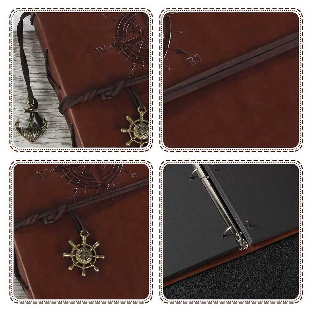 Vintage Leather Photo Album with Black Page DIY Scrapbook Sticker Christmas Birthday Wedding Valentines Gift Z250729