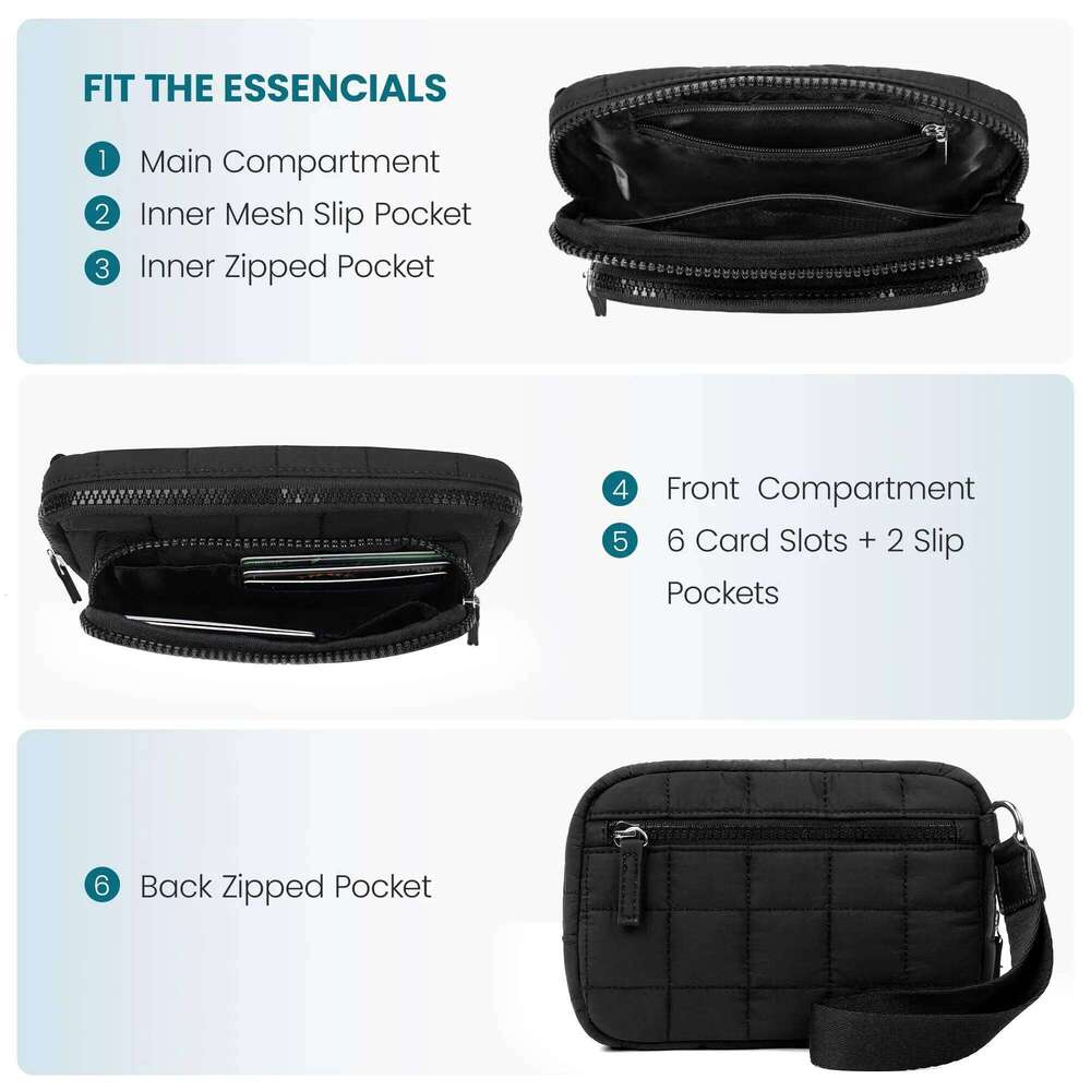 Women's Bags Designer Women's Bags Designer Wristlet Wallets Women Nylon Quilted Wallet With 3 Zipper Purse For Travel Credit Card Holder Ph