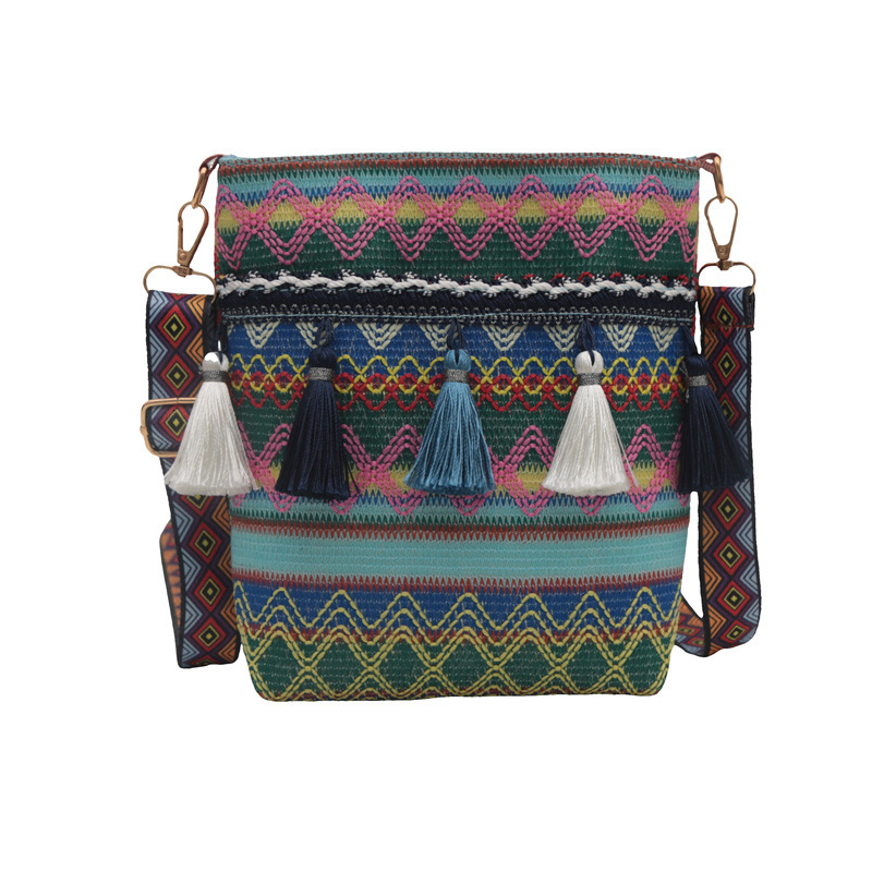 Large fashion capacity ethnic style bag tassel single shoulder bucket bag designer bag retro commuting crossbody bag women s handbag