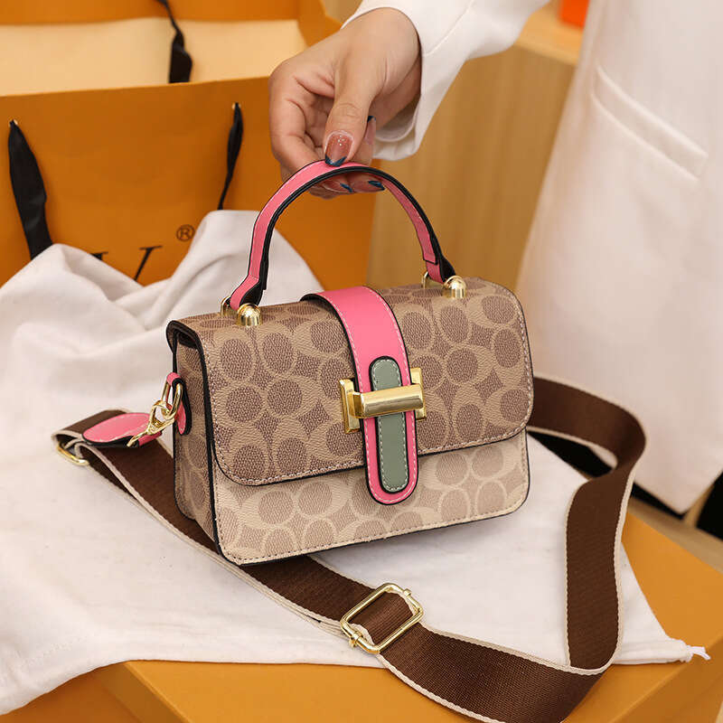 Women's 2022 New Trendy Fashion Printed Small Square Versatile Color-Block Handbag Crossbody Ladies Shoulder Bag