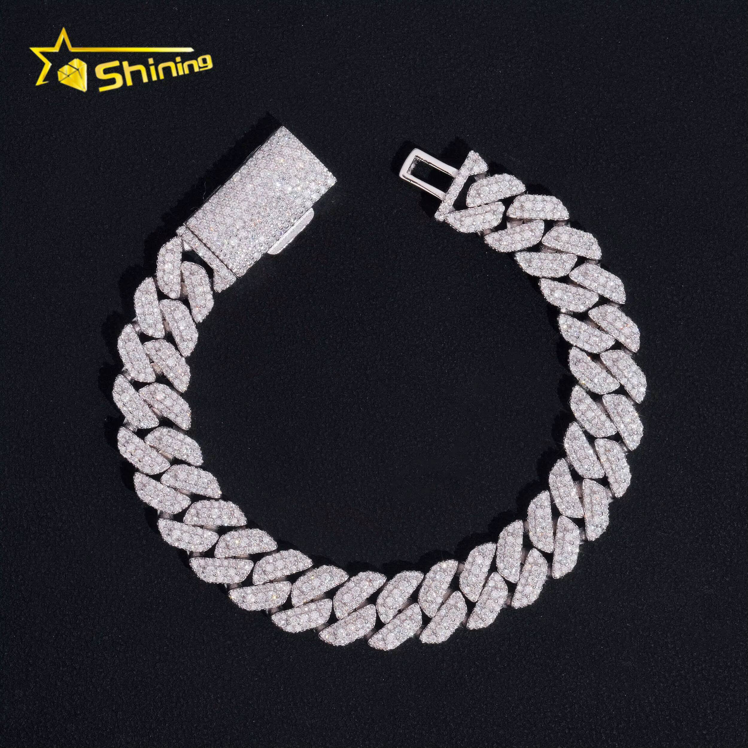 Hip Hop Jewelry Wholesale Price 10mm Moissanite Diamond Cuban Link Bracelet Custom Silver Bracelet 925 Sterling for Men