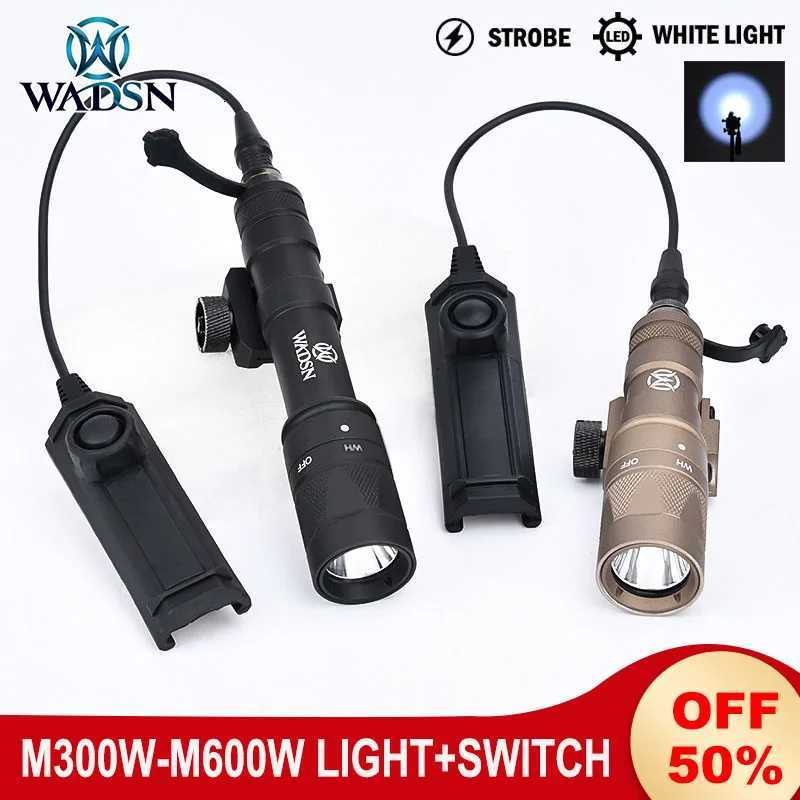Wadsn M600W Flashlight Strobe M300W Scout Light Tactical Outdoor Hunting Spotlight With Dual Function Remote Switch Fits 20MM Rail R250728