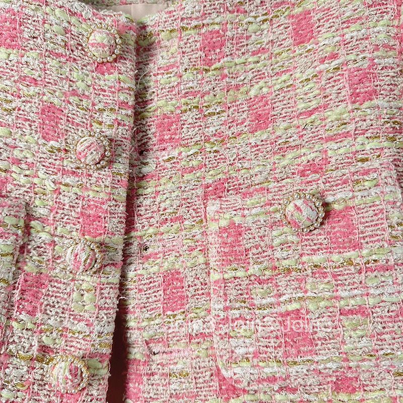 Autumn Winter New Fashionable Elegant Slimming Top Women Round Neck Single Breasted French Style Short Coat Women