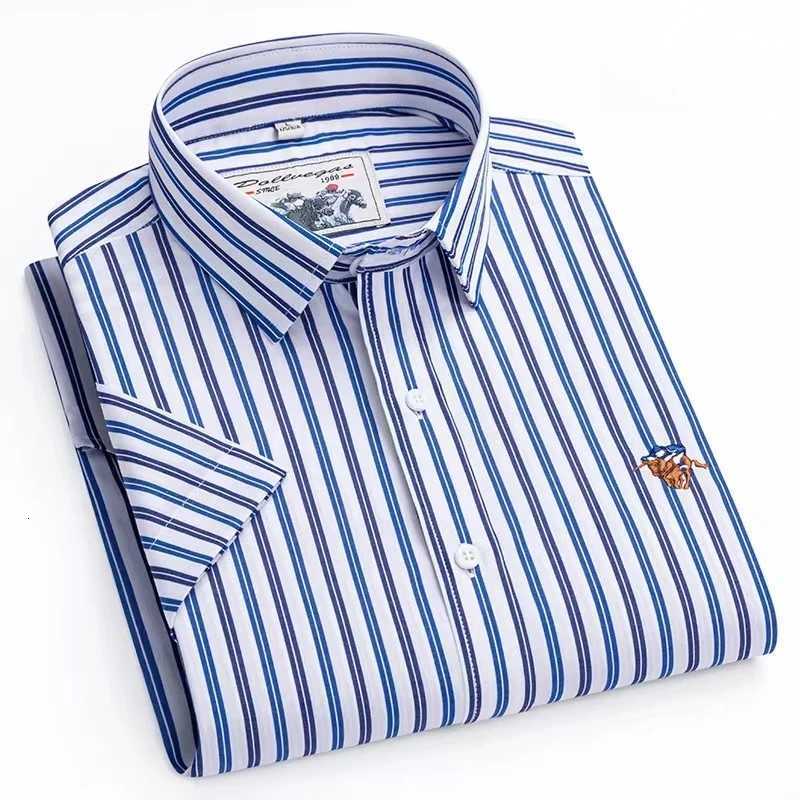 100% Cotton Short Sleeve Shirts for Men Slim Fit Formal Shirt Office Designer Tops Thin Summer Embroidery Tops y250728