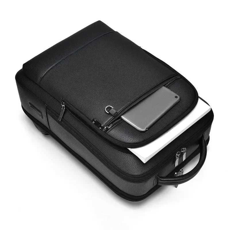 Executive Backpack Men PU Leather Satchel USB Charging Briefcase Office Travel Laptop Office Business Shoulder Back Pack Male S250728