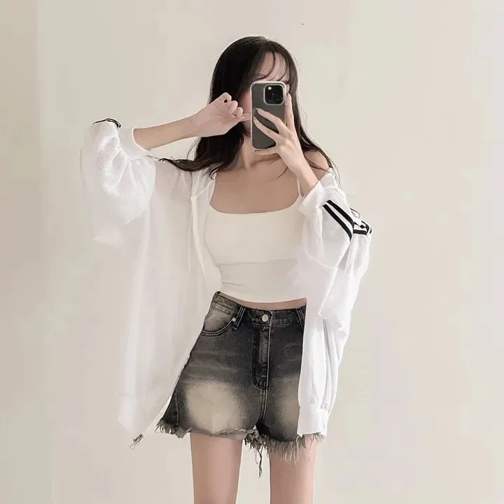 Women Thin Linen Jacket Fashion Ladies Outerwear White Sunscreen Clothing Retro Loose Long Sleeve Female Knitted Cardigan 250729
