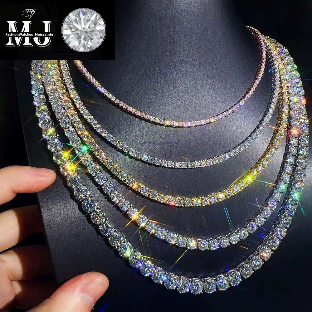Custom Hip Hop Jewelry Necklace 2Mm 3Mm Sterg Sier Hiphop VVS Moissanite Tennis Chain