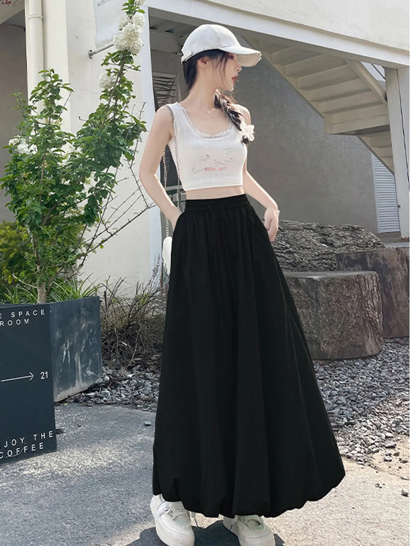 Flower Bud Skirt High Waist Slimming Aline Lantern Fashion Versatile 250729