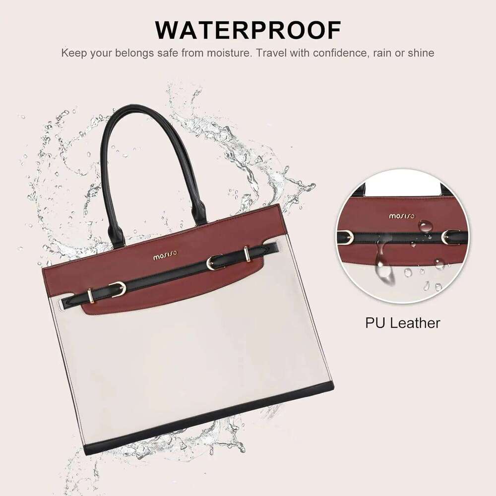 Luxury Designer Niche Ladies Inch Laptop Portable Waterproof Leather Decorative Buckle Work Briefcase Large Capacity
