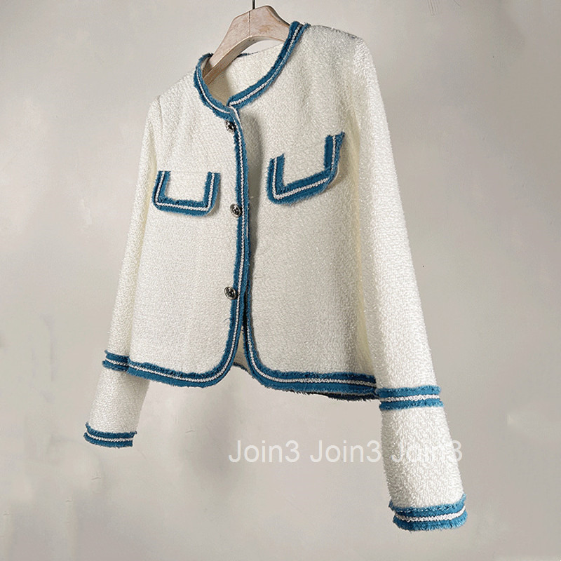 Fashionable and Elegant French Style Tweed Jacket for Women Trendy 2025 Spring and Autumn New Thick Tweed Slimming White Jacket for Shopping and Dates