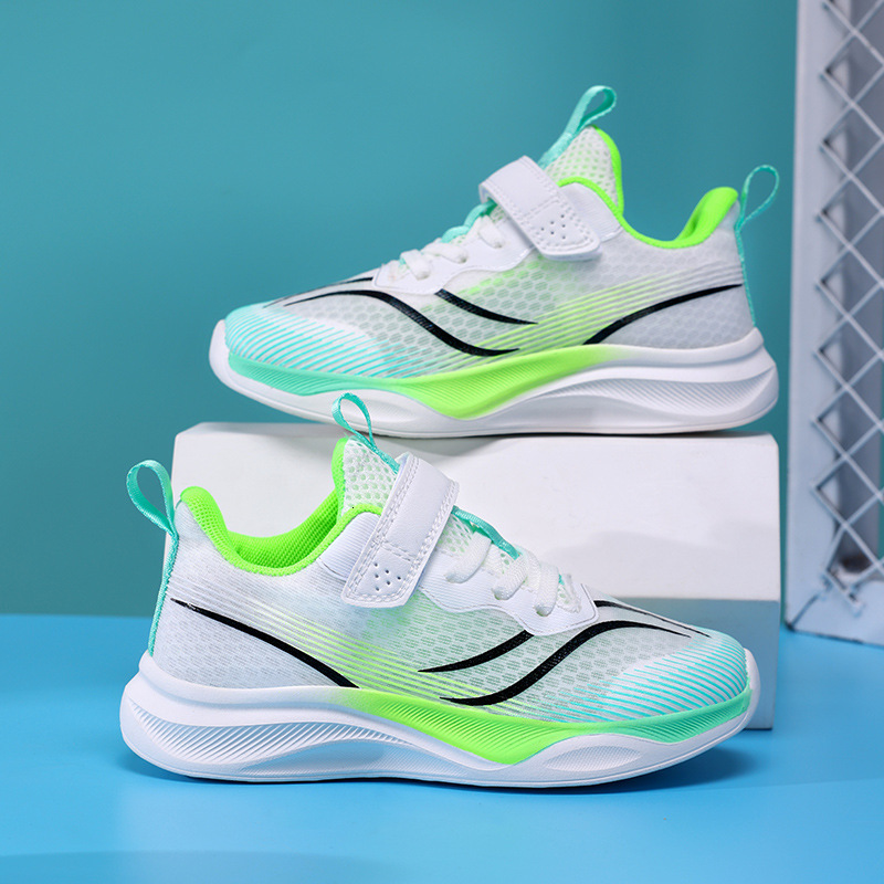 Boys' Sports Spring and Autumn Children's Rotating Buckle Anti-Kick Closed-Toe Non-Slip Fashion Running Shoes Back-to-School Season